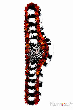 Hoedenband nr. 1 - 75x8 cm - midden 13 cm - wit-zwart-naturel